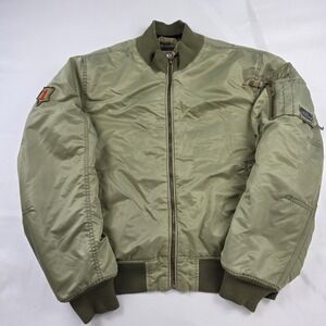 U.S. Army Jacket Mens Large Green 1st Infantry Division Bomber Zip Insulated